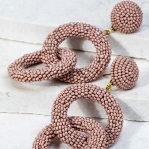 Light Pink (Mauve) Cute Beaded Ring Earrings